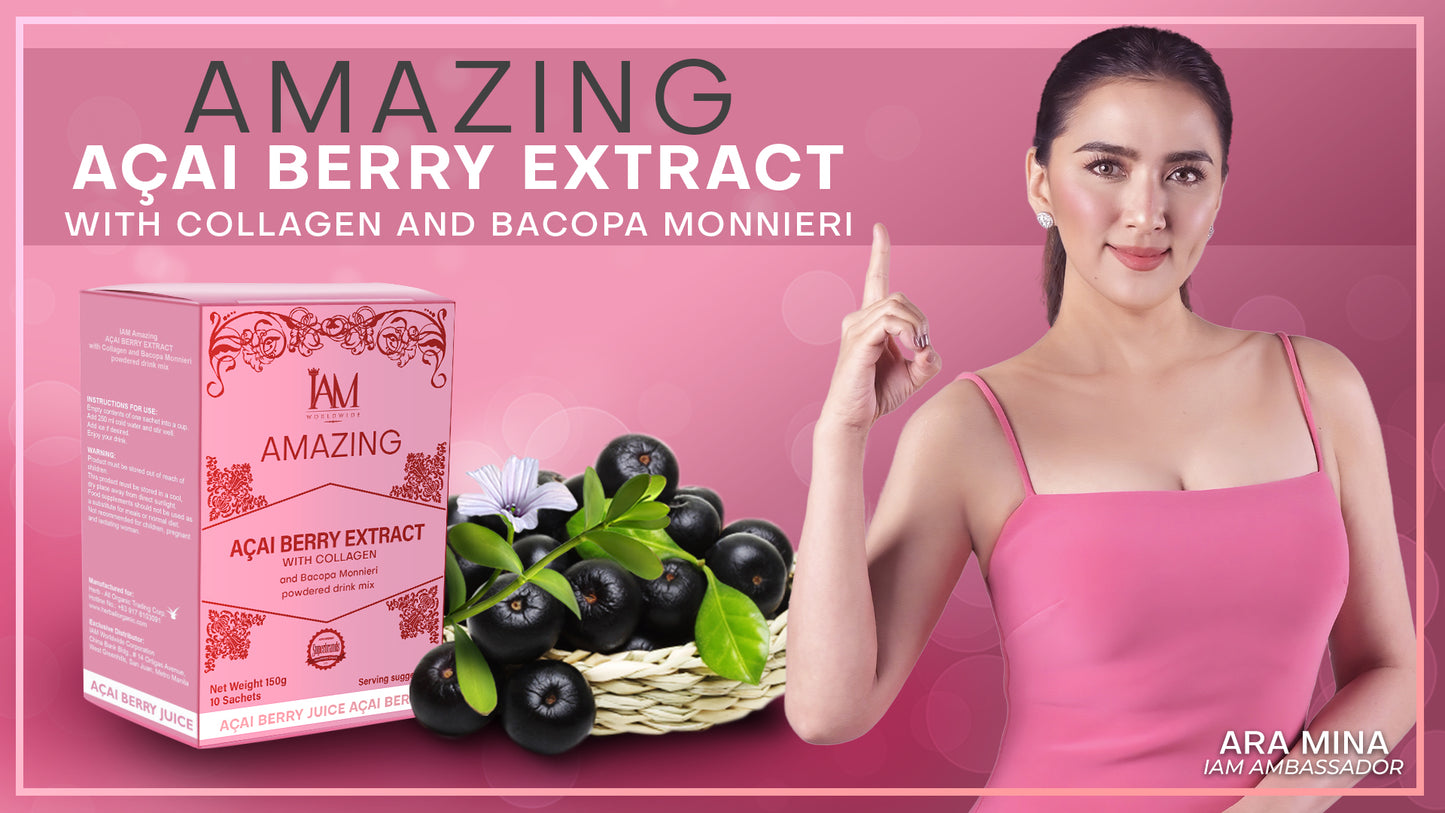 Amazing Acai Berry Extract with Collagen & Bacopa Monnieri – Anti-Aging & Brain Boosting Drink (10 Sachets)