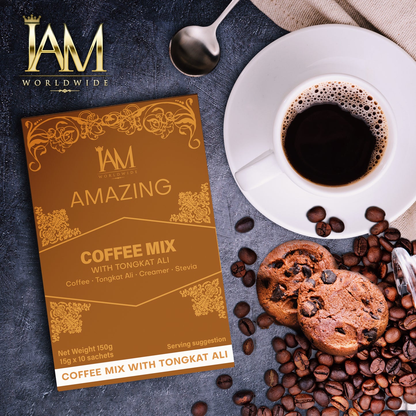Amazing Coffee Mix with Tongkat Ali – 10 Sachets (Premium Herbal Energy Coffee)