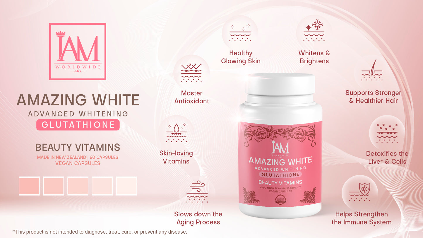 Amazing White – Glutathione + Beauty Vitamins for Whitening | 60 Capsules