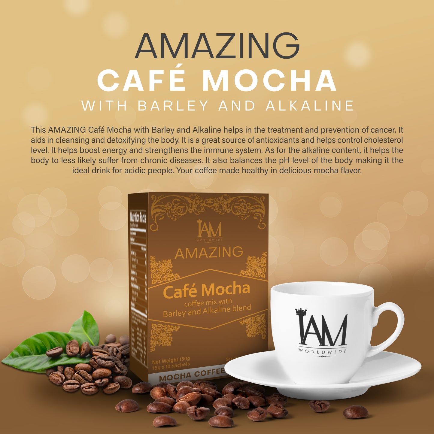 Amazing Café Mocha with Barley and Alkaline – Healthy Mocha Coffee Drink (10 Sachets)