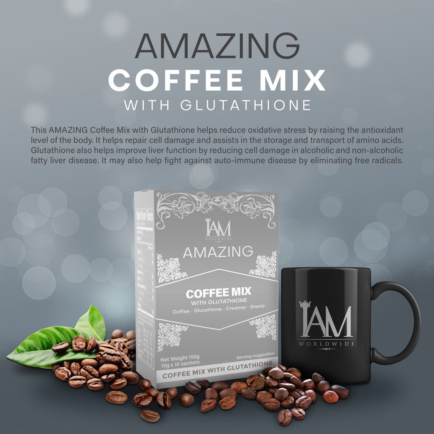 Amazing Coffee Mix with Glutathione – Skin Whitening & Antioxidant Coffee (10 Sachets)