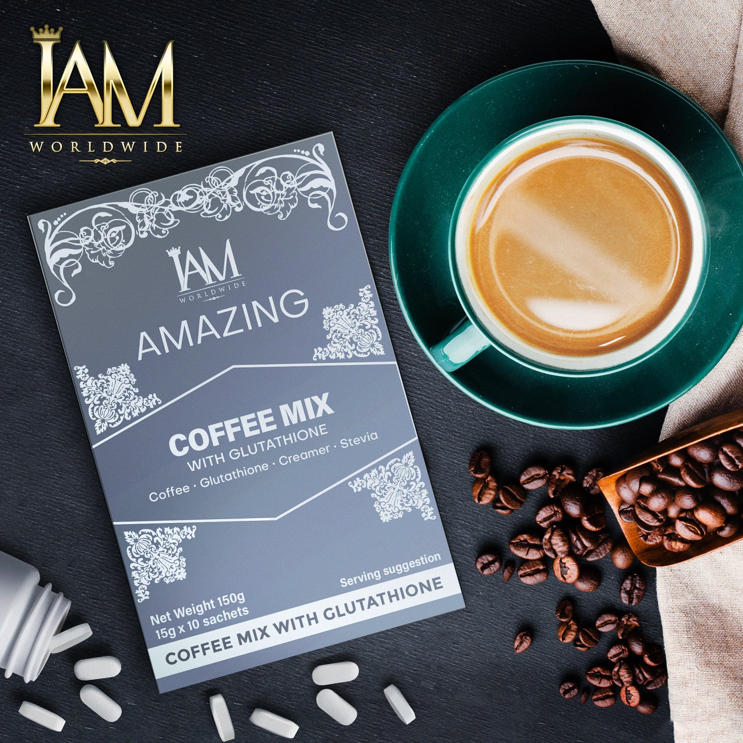 Amazing Coffee Mix with Glutathione – Skin Whitening & Antioxidant Coffee (10 Sachets)