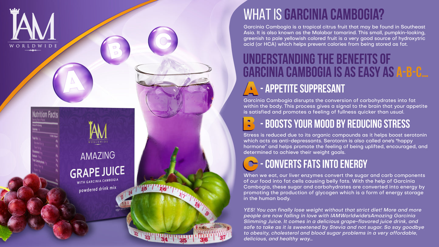 Amazing Grape Juice with Garcinia Cambogia – Weight Management & Antioxidant Drink (10 Sachets)