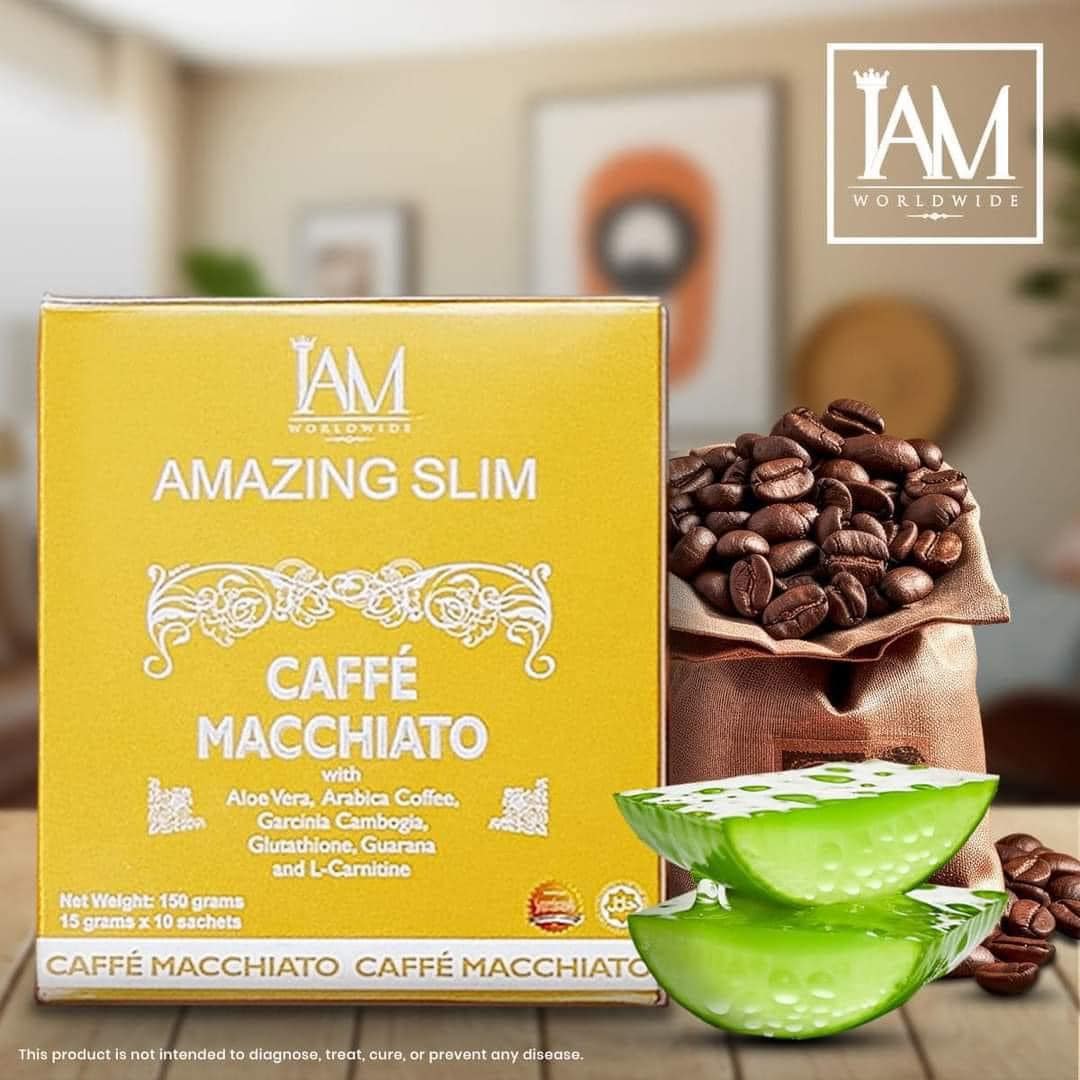 Amazing Slim Café Macchiato – 6-in-1 Slimming Coffee with Garcinia Cambogia, Aloe Vera & Glutathione (10 Sachets)